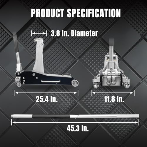 1.5 Ton Hydraulic Low Profile Aluminum and Steel Racing Floor Jack with Dual Piston Quick Lift Pump M25812