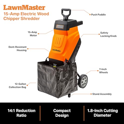 Electric Wood Chipper Shredder 15-Amp 1.8-Inch Cutting Diameter Z48818