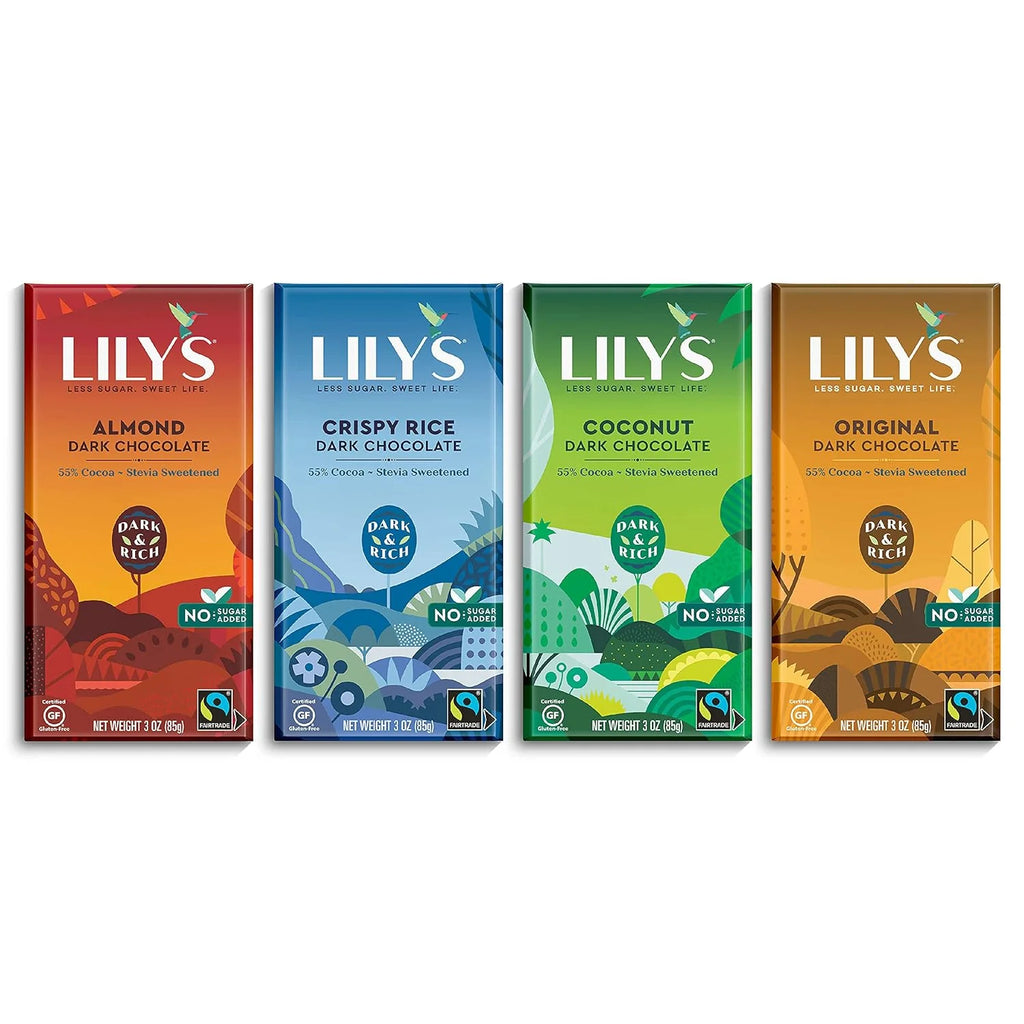 55% Dark Chocolate Bar Sampler, Stevia Sweetened, No Added Sugar, 3 Ounce, 4-Pack C30942