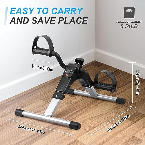 Folding Pedal Exerciser Under Desk Bike Pedal Exerciser with LCD Monitor R7117