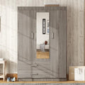 Gray Wood Armoire Wardrobe with Mirror S19775