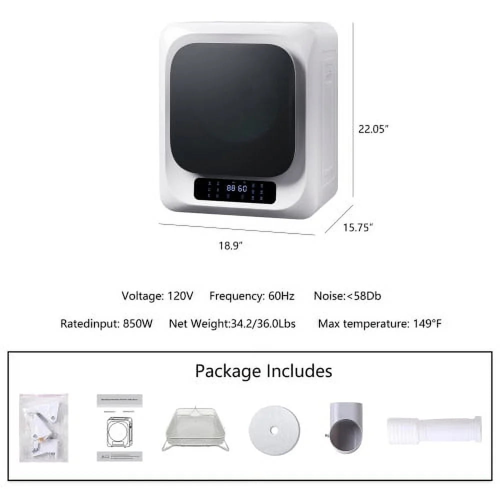 White 850W Portable Electric Tumble Dryer S4003