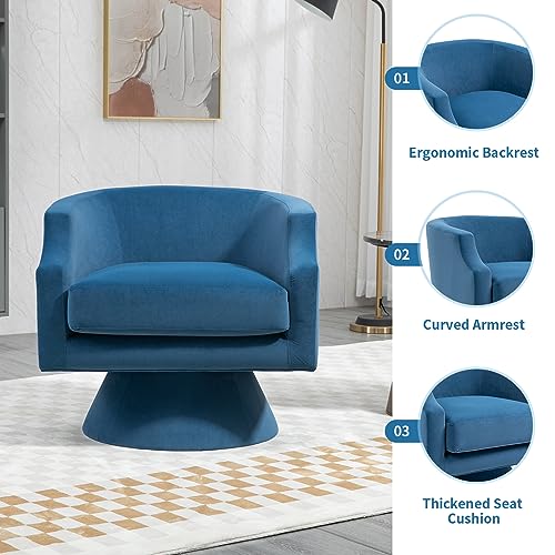 Blue Velvet Swivel Barrel Chair A600418