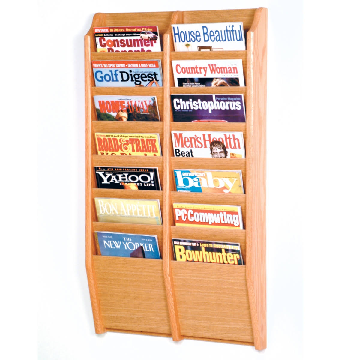Black Mahogany Light Oak 14 Pocket Magazine Rack X177373