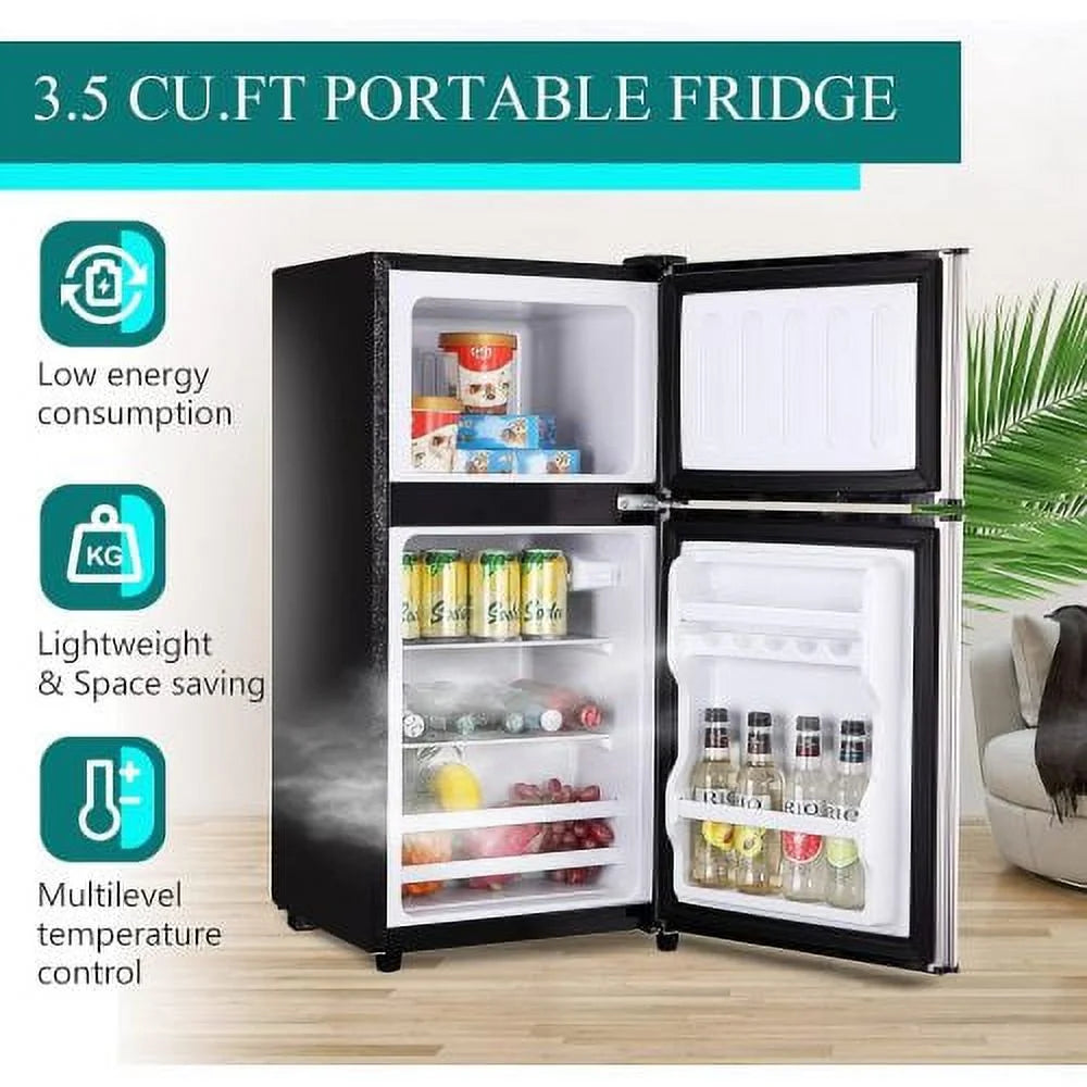 Silver Compact Mini Fridge with Freezer and 2 Door P477417