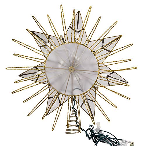 12" Gold Lighted Capiz Tree Topper Star Z7855