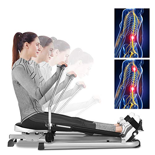 Hydraulic Rowing Machine with Adjustable Cylinder Resistance up to 110lbs & LCD Monitor V9029