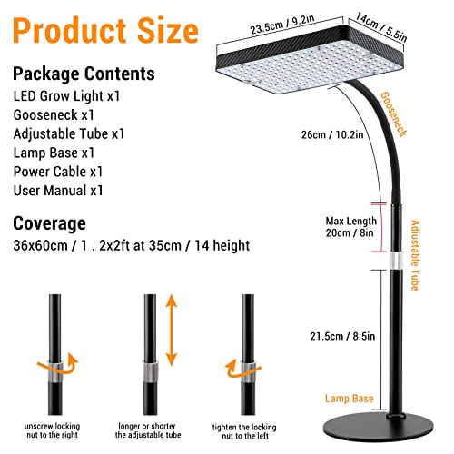 Tripod Stand Grow Light with Timer, 208PCS LEDs, 24"-64" Height Adjustable J635900