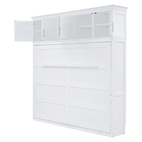 Full Size Murphy Bed with Drawer, Gray Q7150