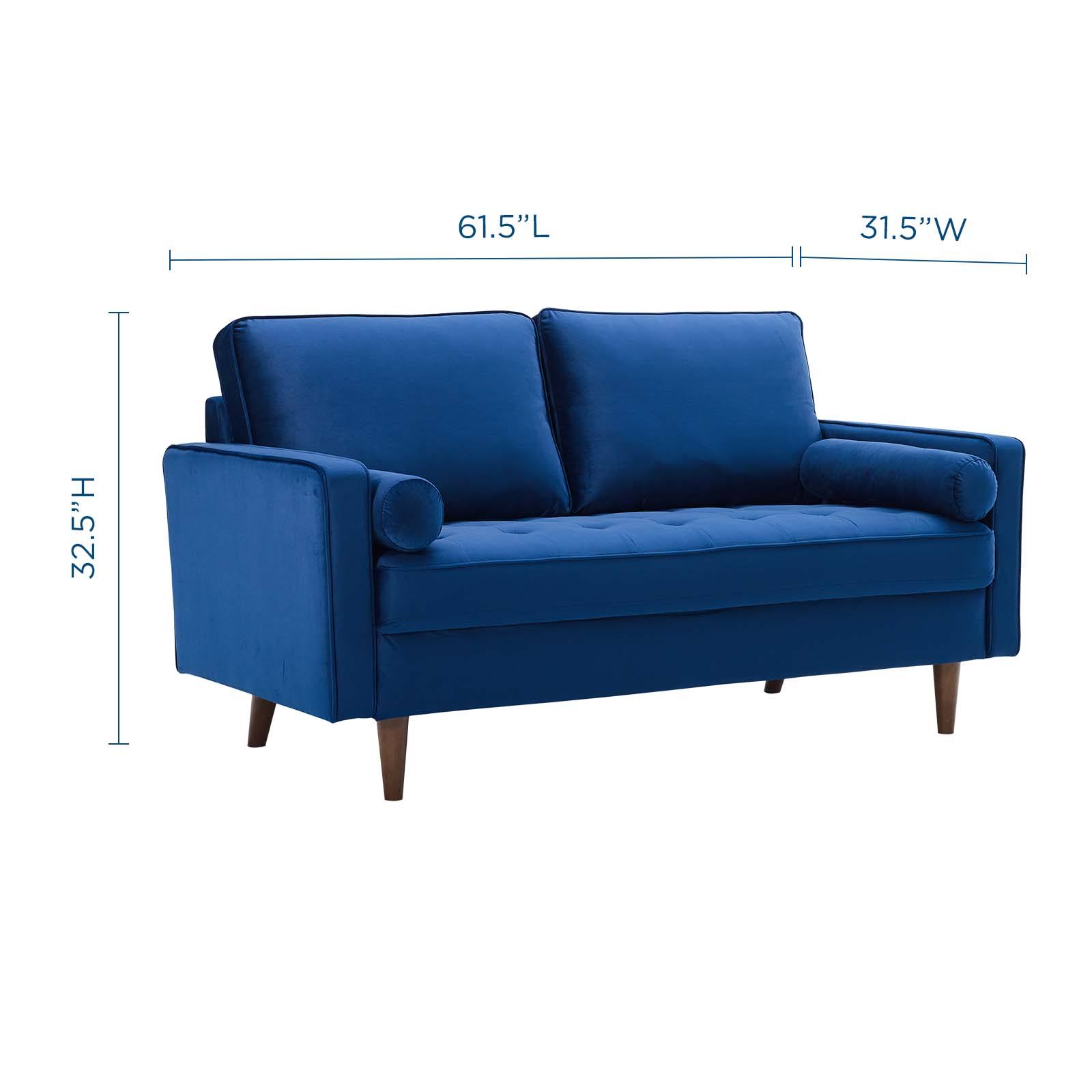 Navy Performance Velvet Loveseat D228993