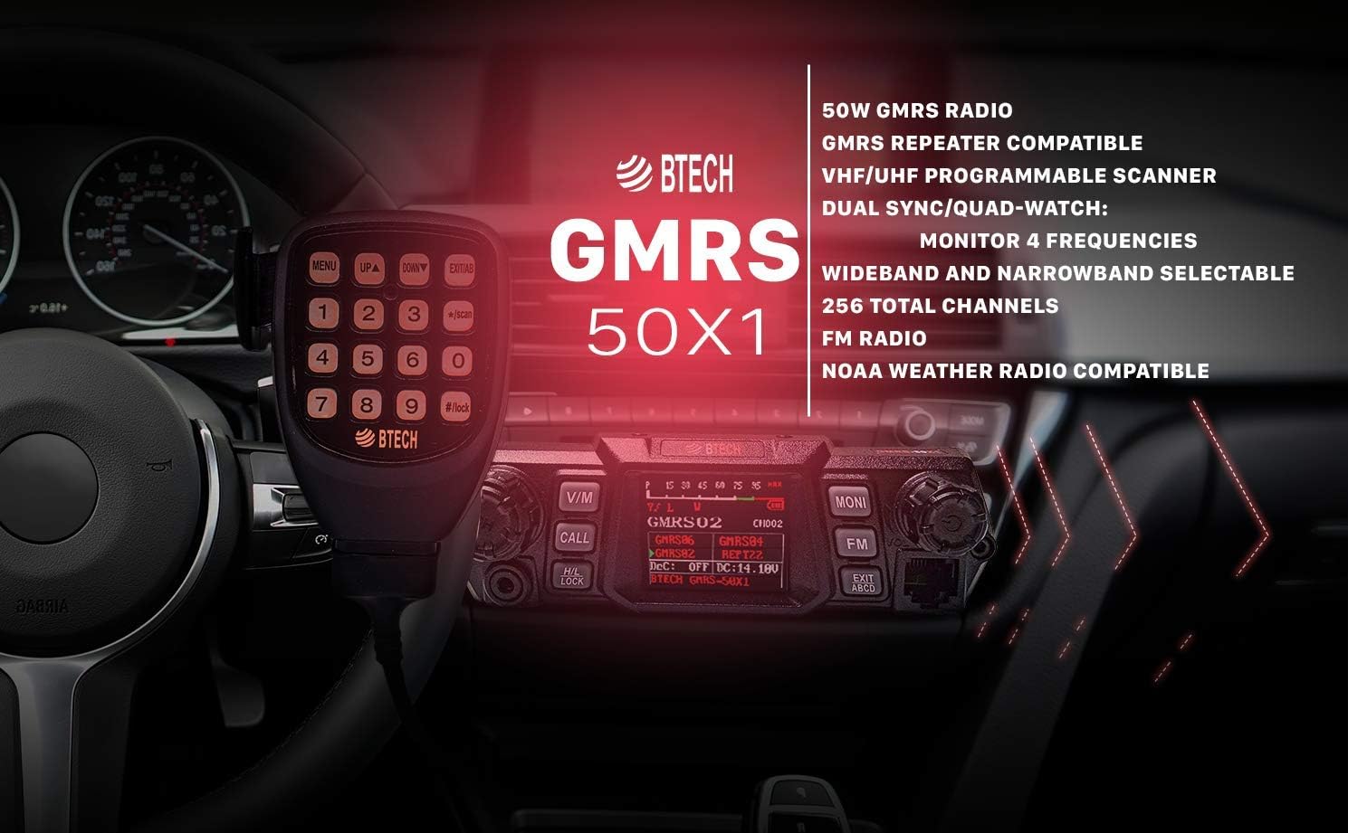 50 Watt GMRS Two-Way Radio with Dual Band Scanning Receiver I609985