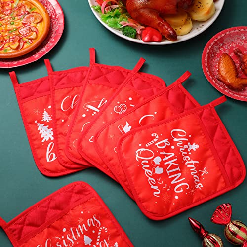 24 Piece Red Christmas Pot Holders with Pockets Oven Mitts S326868