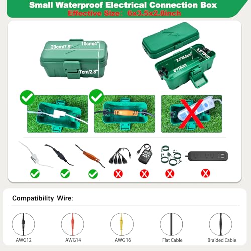 Small Weatherproof Electrical Connection Box (6 x 3.5 x 2.8 inch), Black Z3985