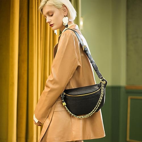 Genuine Leather Waist Packs with Chain Straps K53045