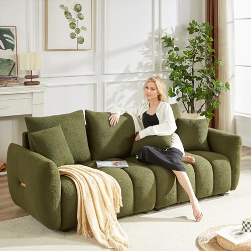Black Oversized 3 Seater Boucle Sofa with 3 Pillows N5025