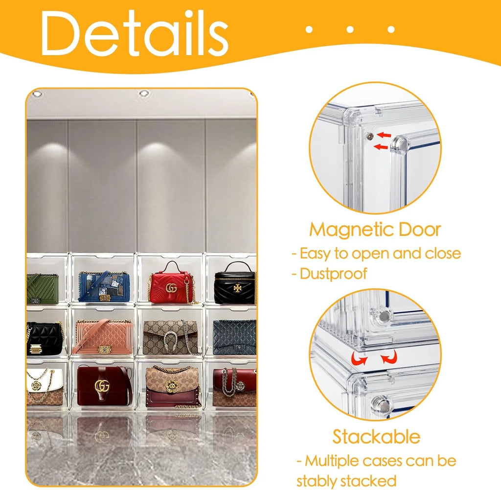 Clear Acrylic Handbag Storage Organizer Box with Magnetic Door P115