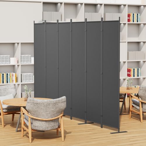 8-Panel 6 ft Tall Indoor Folding Room Divider, Dark Grey T34309