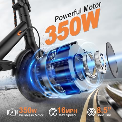 Electric Scooter, 350W, 8.5" Tires, 12 Miles Range, 16Mph, Folding E-Scooter with Dual Braking U54862