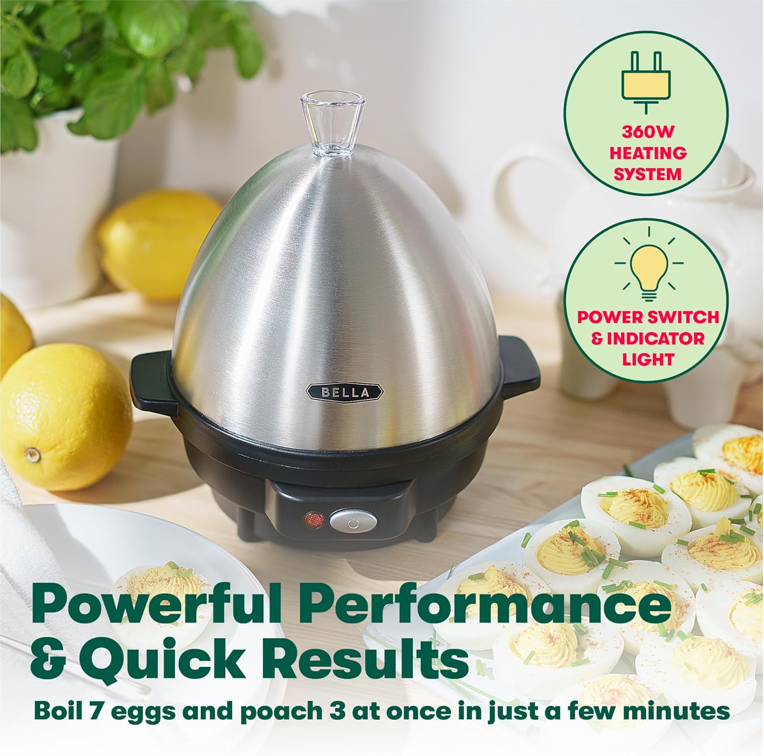 Black Electric Egg Cooker with 7 Egg Capacity Tray B38530