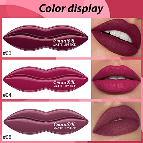 5Pcs Dark Light Bright Red Matte Lipstick Pack Sets E32357