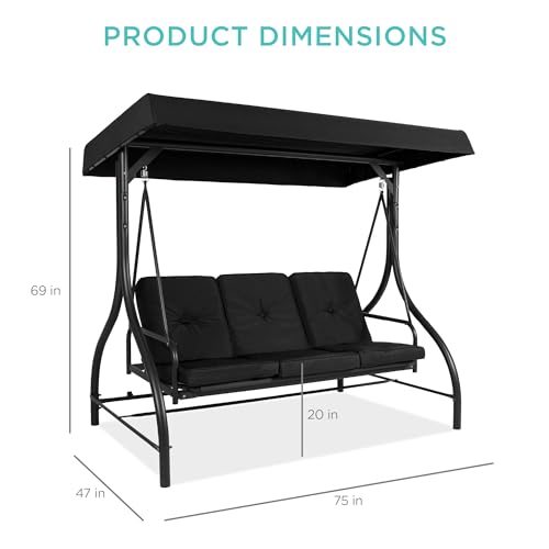 3-Seat Outdoor Canopy Swing Glider with Removable Cushions J5423