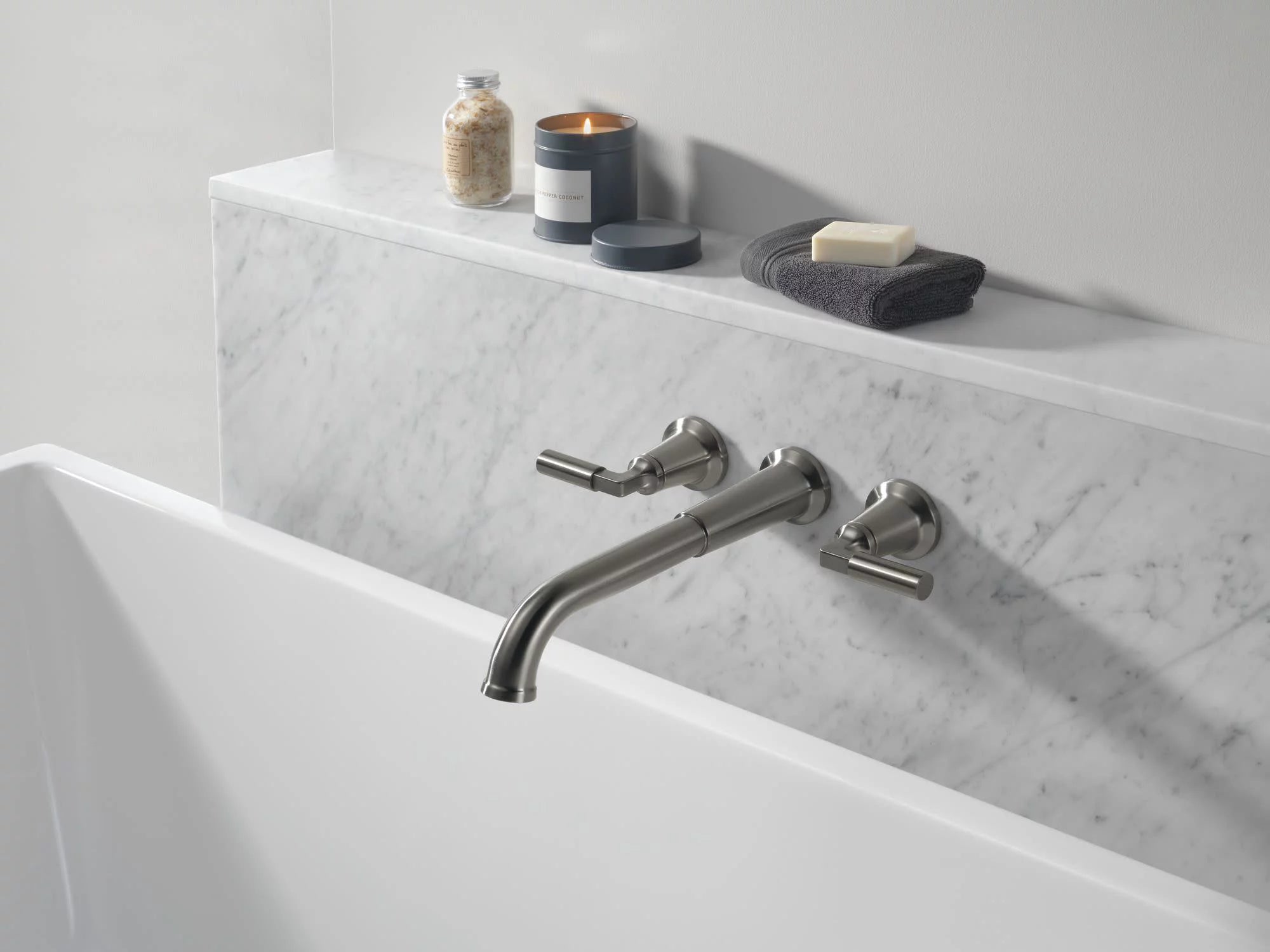 Double Handle Wall Mounted Tub Filler Trim - Nickel S921736