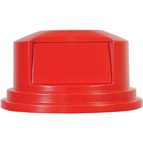 Red HDPE Dome Top Waste Lid for 55 Gal Trash Cans B701659