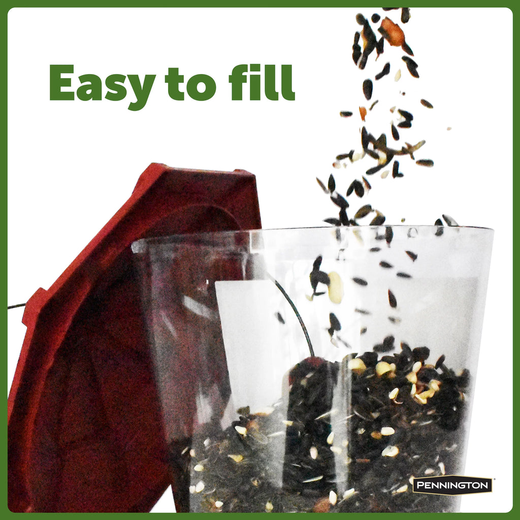 Red Recycled Plastic Wild Bird Hopper Feeder, 7 lb. Capacity, 2 Pack I2866