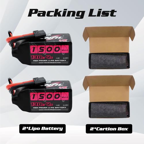 1500mAh 130C 4S Lipo Battery 14.8V with XT60 Plug (2 Packs) L833