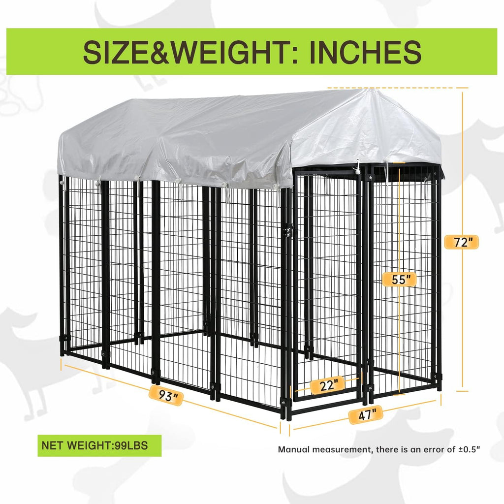 8 X 4 X 6ft Metal Welded Wire Dog Kennel with Roof Q401