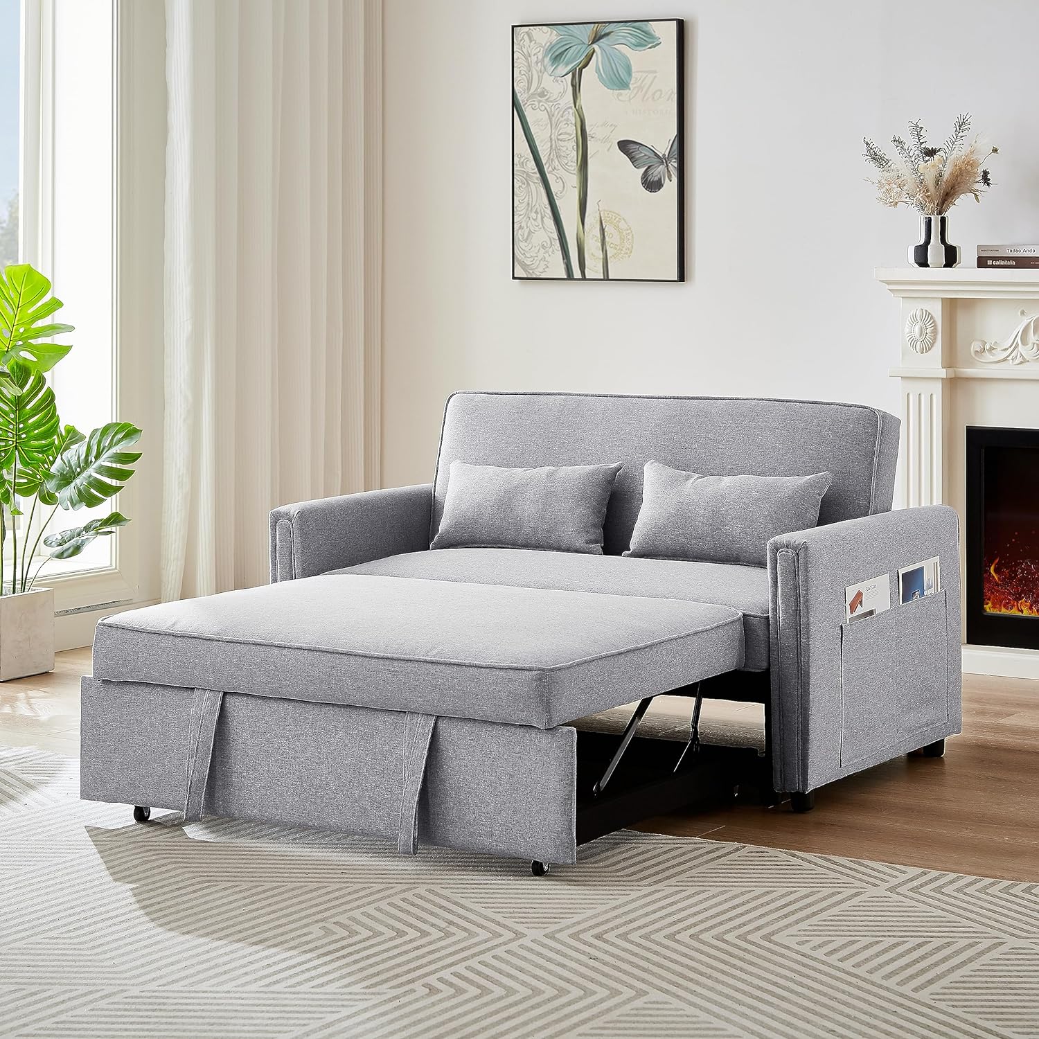 Small Sleeper Sofa Bed with 2 Lumbar Pillows B9905