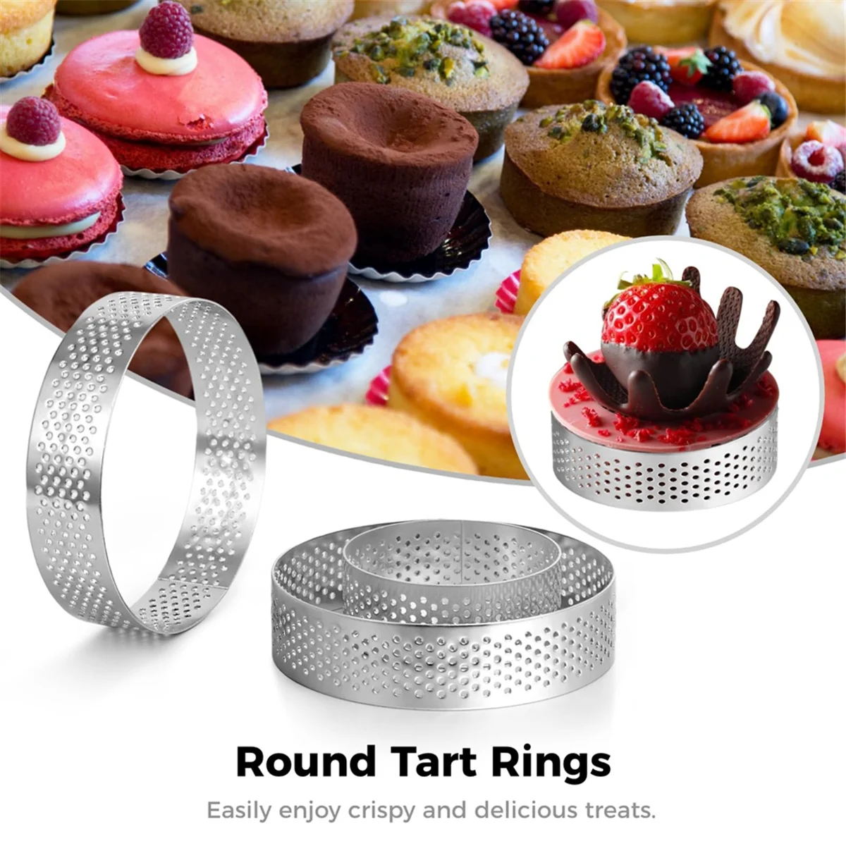 12 x Round Stainless Steel Tart Rings F889