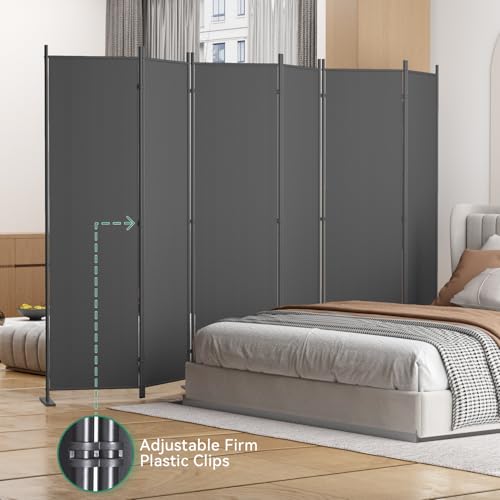 8-Panel 6 ft Tall Indoor Folding Room Divider, Dark Grey T34309